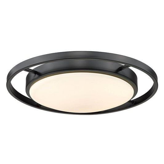 Golden Lighting Astra 16.5 in. 1-Light Matte Black Opal Glass LED Flush Mount