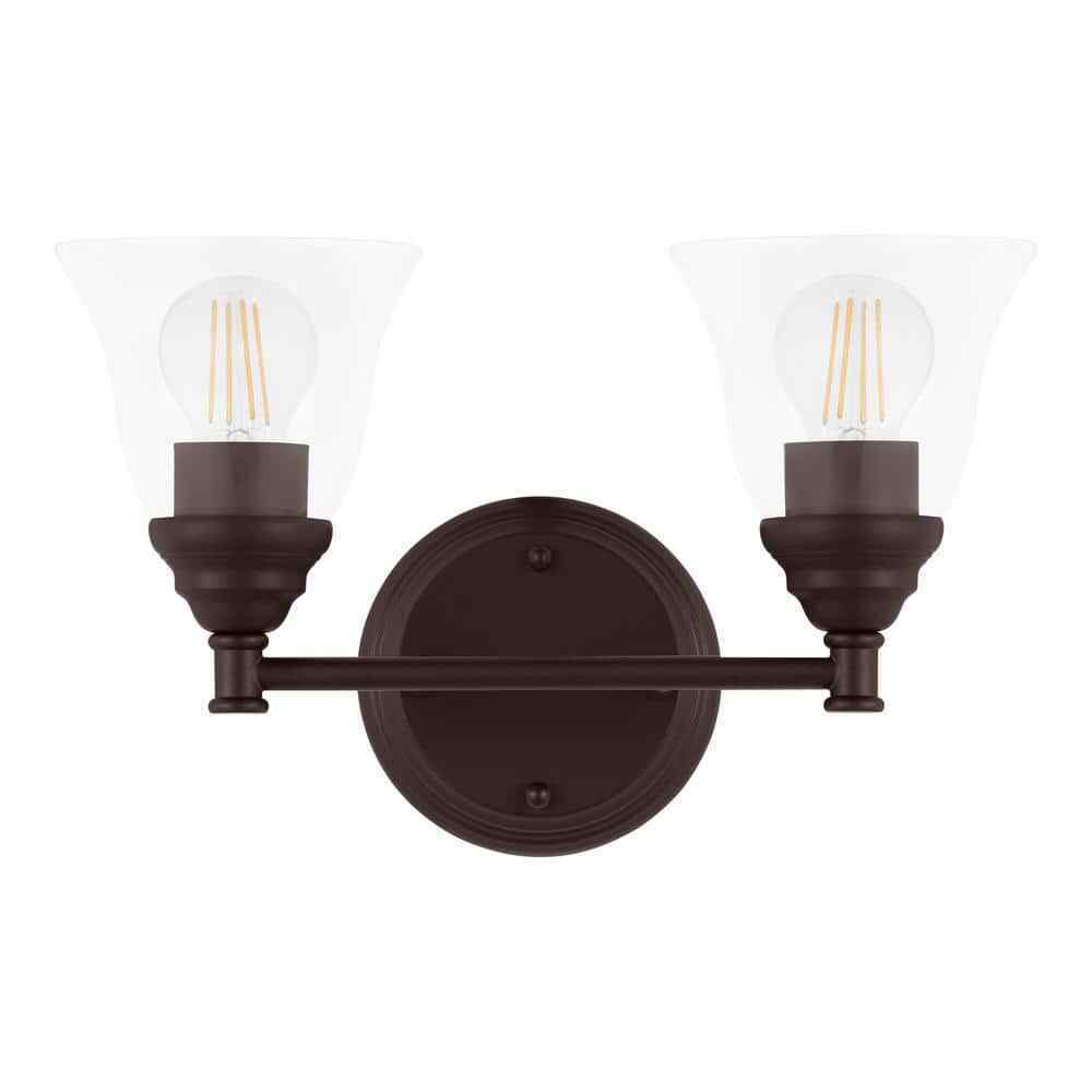 Hampton Bay Marsden 14.25 in. 2-Light Oil Rubbed Bronze Transitional Vanity