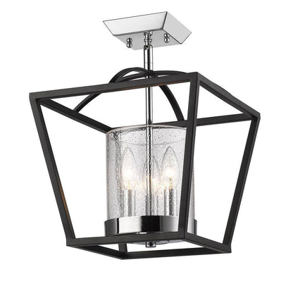 Golden Lighting Mercer 3-Light Black Semi-Flush Mount Light