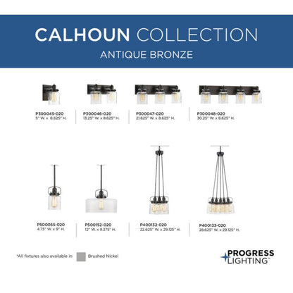 Progress Lighting Calhoun 2-Light Antique Bronze Clear Glass Bath Vanity Light