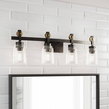 Home Decorators Knollwood 31-3/4 in. 4-Light Bronze Vanity w/ Clear Glass