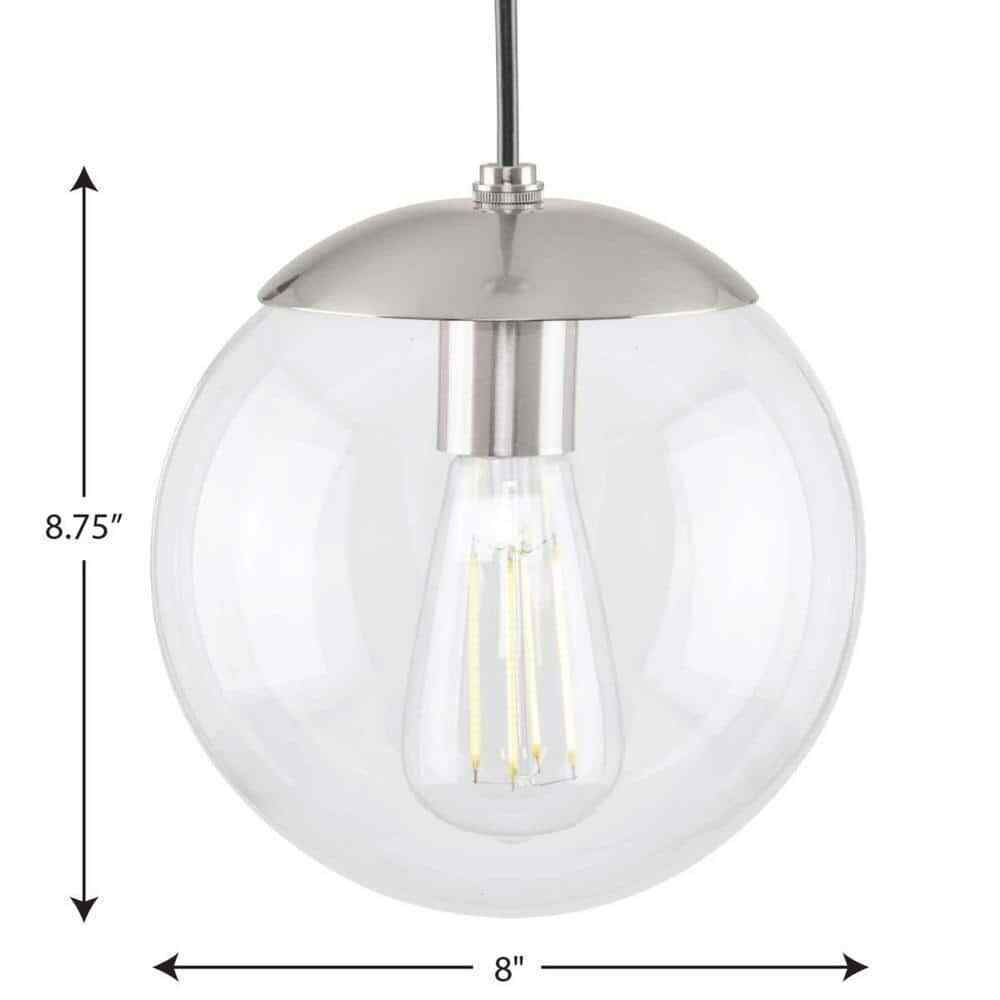 Progress Lighting Atwell 1-Light Brushed Nickel Small Pendant Hanging Light