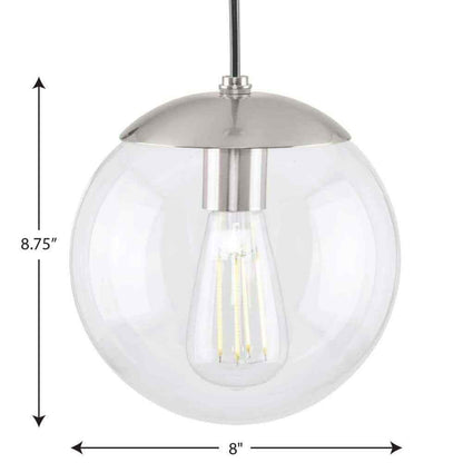 Progress Lighting Atwell 1-Light Brushed Nickel Small Pendant Hanging Light