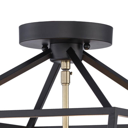 Home Decorators Weyburn 16.5 in. 4-Light Black and Gold Semi-Flush Mount