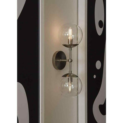 Progress Lighting Atwell 6" 2Light Brushed Nickel Mid-Century Modern Wall Sconce