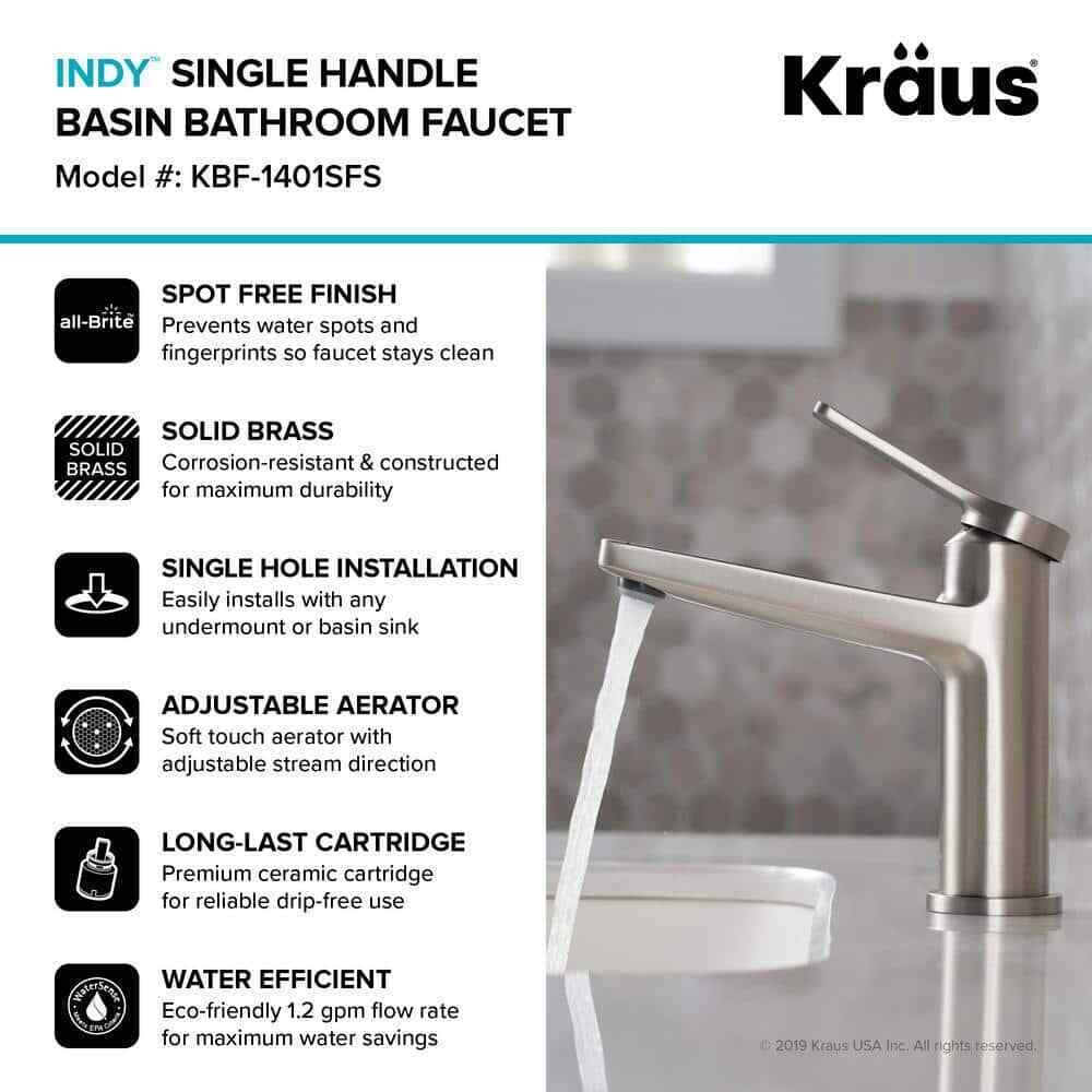 KRAUS Indy Single Hole Single-Handle Basin Bathroom Faucet in