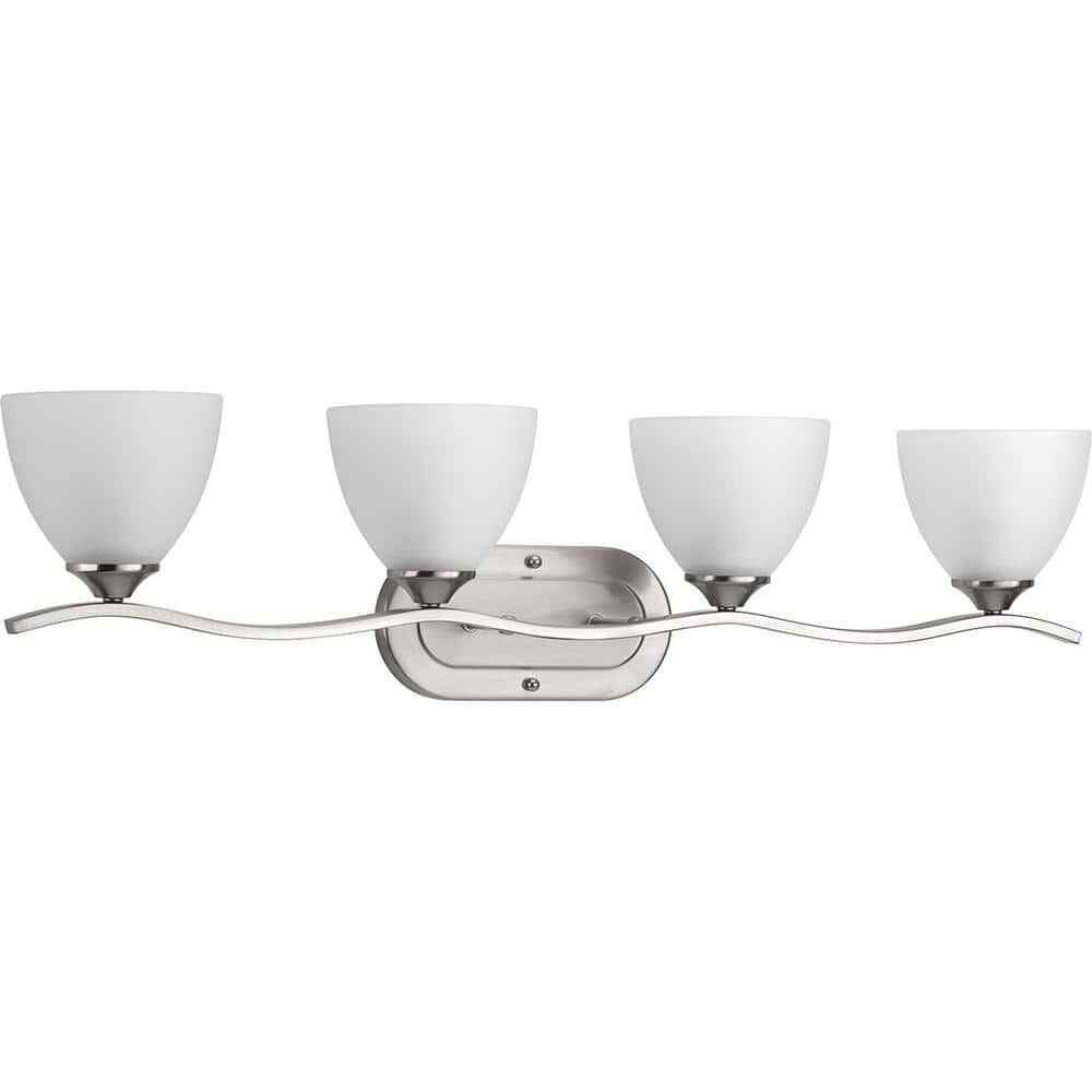Progress Lighting Laird 4-Light Brushed Nickel Etched Glass Vanity Light