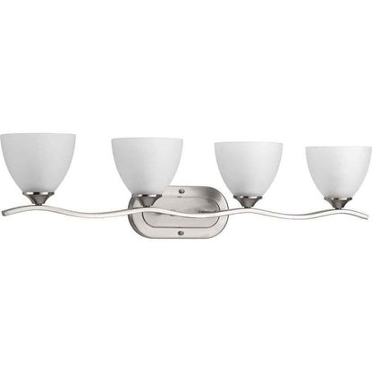 Progress Lighting Laird 4-Light Brushed Nickel Etched Glass Vanity Light