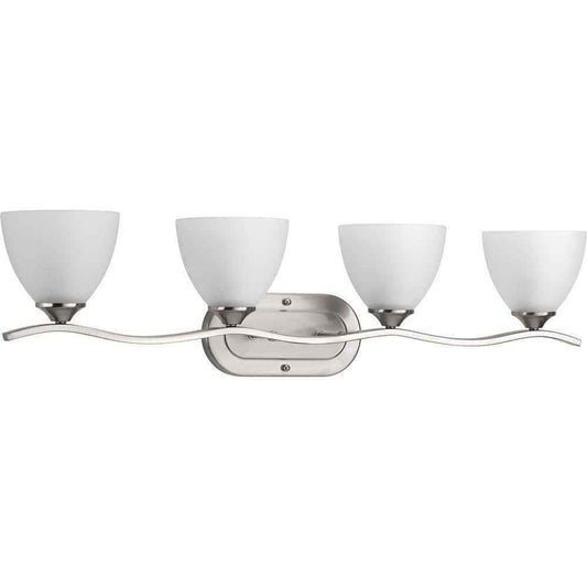 Progress Lighting Laird 4-Light Brushed Nickel Etched Glass Vanity Light