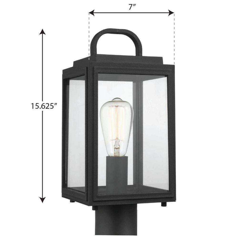 Progress Lighting Grandbury Textured Black Clear Glass Outdoor Post Light