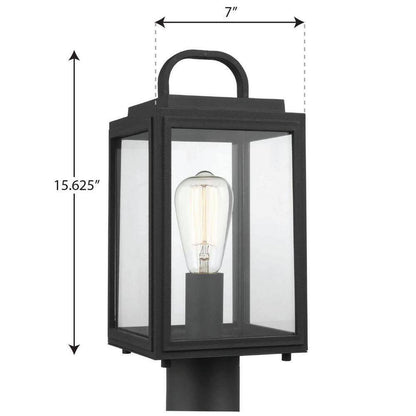 Progress Lighting Grandbury Textured Black Clear Glass Outdoor Post Light