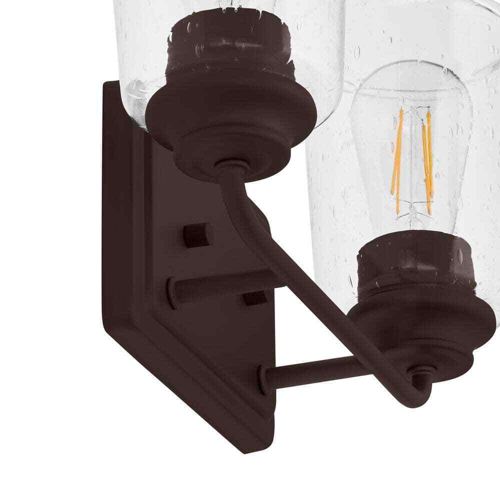 Hampton Bay Evangeline 13-5/8 in. 2-Light Modern Bronze Bathroom Vanity Light