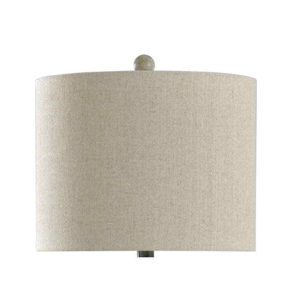 StyleCraft 25.5 in. French Oak Table Lamp with White Hardback Fabric Shade