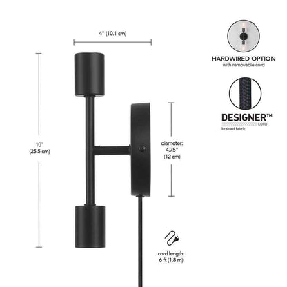 Hampton Bay Stockport 2-Light Matte Black Wall Sconce 65742