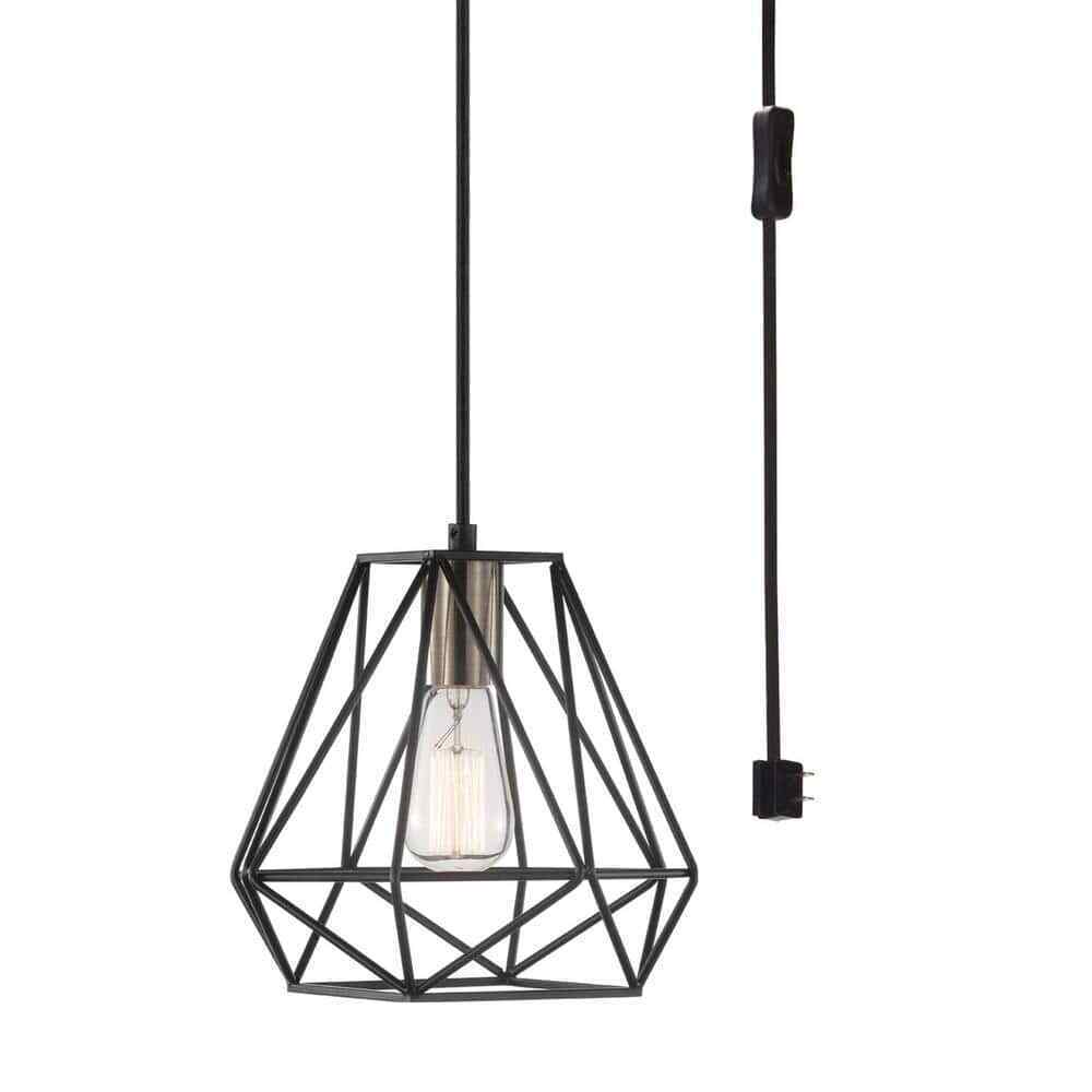 Globe Electric Dawson 1-Light Dark Bronze Plug-In or Hardwire Pendant Lighting