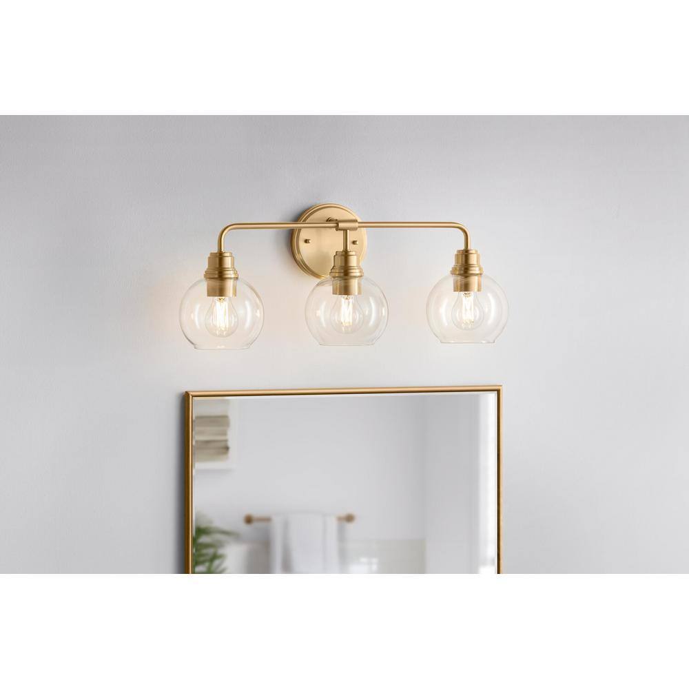 Hampton Bay Florabelle 24 in. Antique Gold Clear Globe Glass Shades