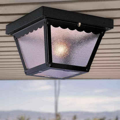 Volume Lighting 2-Light Outdoor Black Flush Mount Ceiling Light Fixture