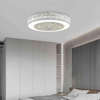 OUKANING 22 in. Modern Integrated LED White Round Semi Flush Mount Ceiling Fan