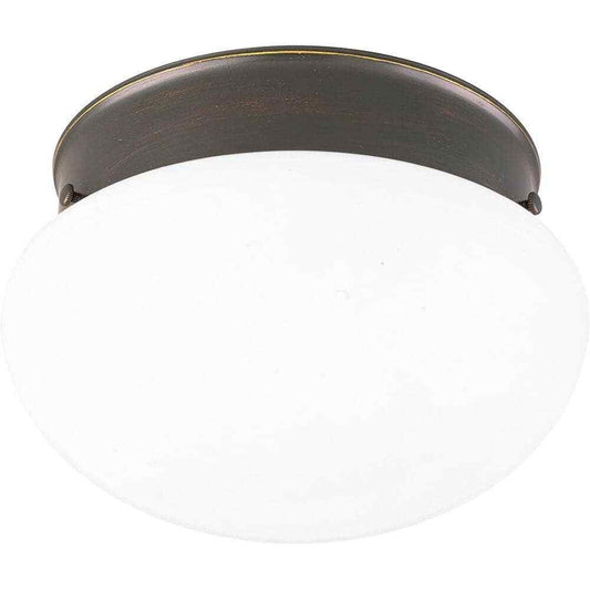 Progress Lighting 2-Light Antique Bronze Flush Mount with White Glass
