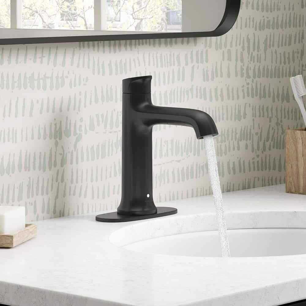 KOHLER Mistos Powered Touchless Single Hole Bathroom Faucet in Matte Black