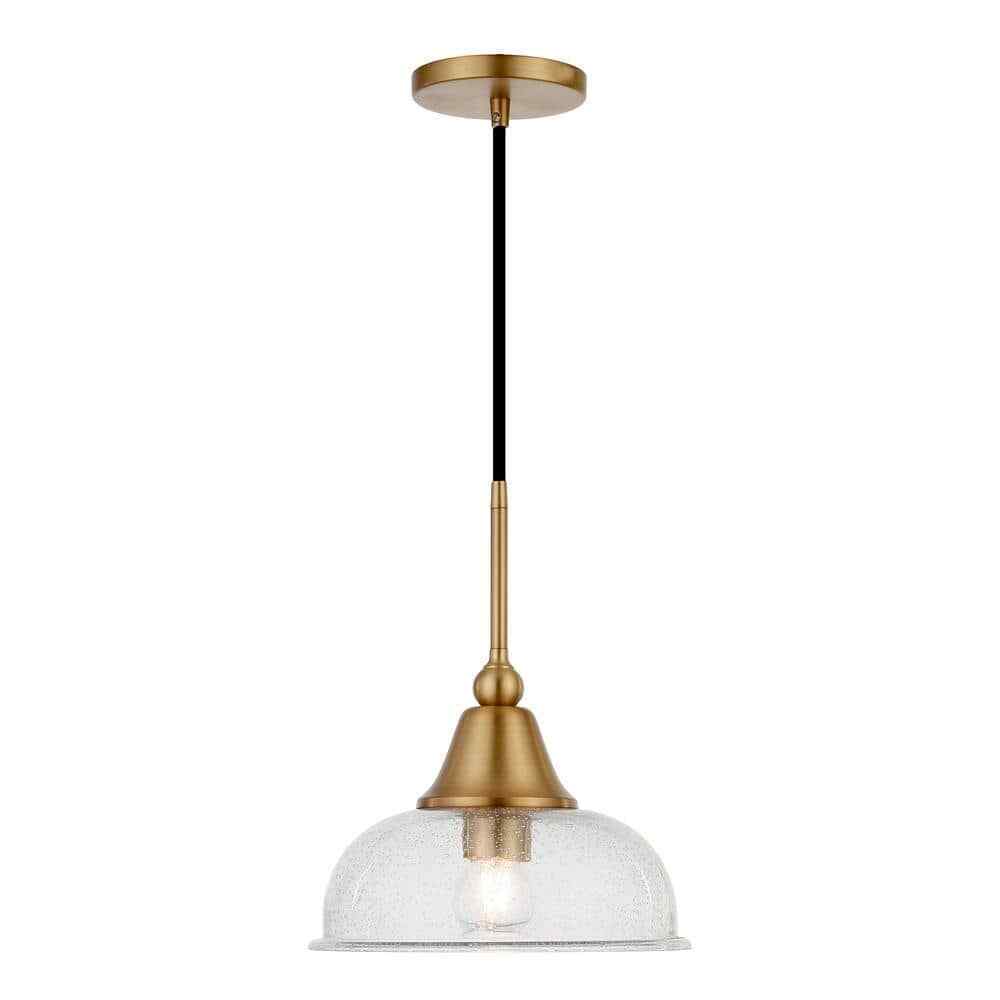 Meyer&Cross Magnolia 1-Light Brass Single Pendant with Seeded Glass Shade PD0524