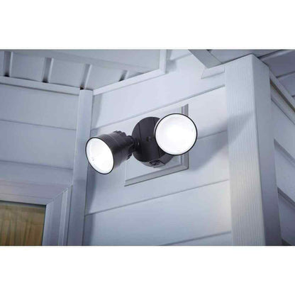 LUTEC 2-Light Black Outdoor Integrated LED Wall Mount Flood Light P6221B