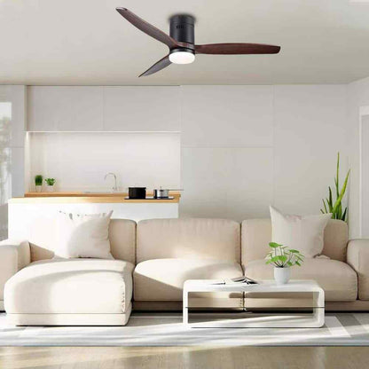 PUDO 52 in 1-LIght Black Integrated LED Indoor Ceiling Fan Lighting w/ Remote