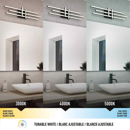 Artika Grid 27 in. Light Matte Black LED 3 CCT Vanity Light Bar for Bathroom