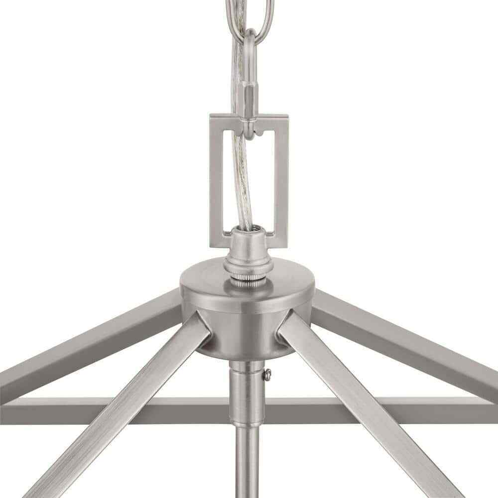Home Decorators Weyburn 4-Light Brushed Nickel Caged Farmhouse Chandelier