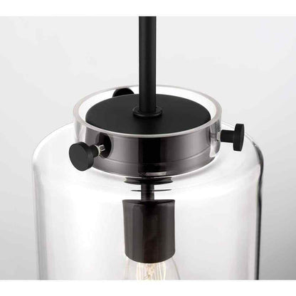 Hampton Bay Mullins 6.75 in. 1-Light Coal Mini Pendant Hanging Light