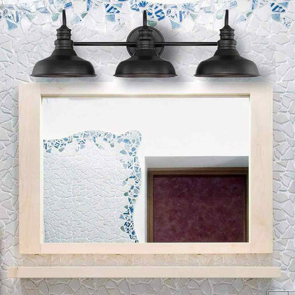 Hampton Bay 29 in. Elmcroft 3-Light Matte Black Vanity Light w/ Metal Shades