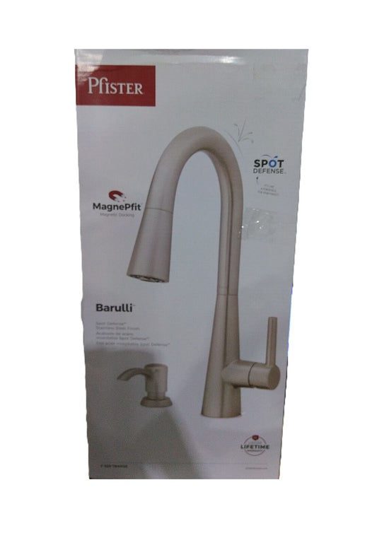 Pfister Barulli PullDown Sprayer Kitchen Faucet w Soap Dispenser in Stainless