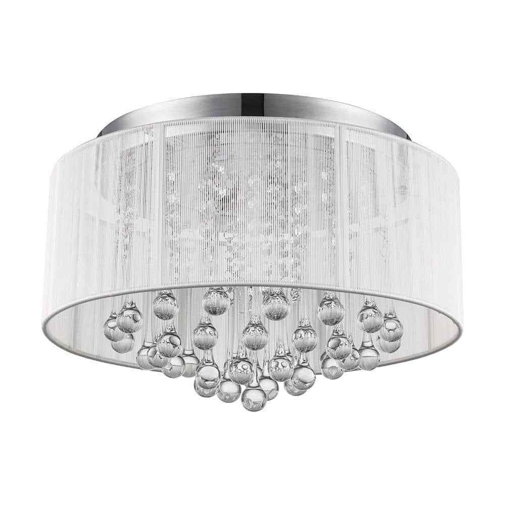 Home Decorators Flenniken 15 in. Integrated LED Chrome and Crystal Ceiling Light