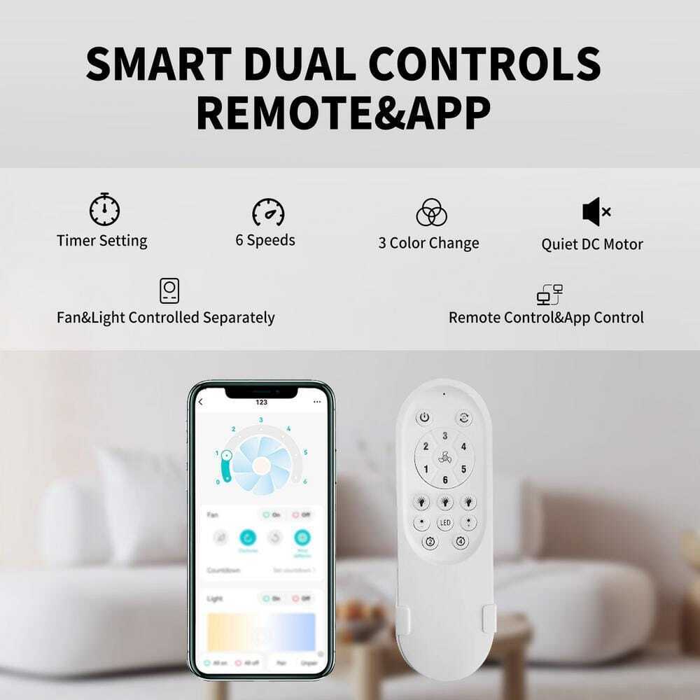 TOZING 36 in. LED Indoor Smart Dimmable Flush Ceiling Fan w/ Light and Remote