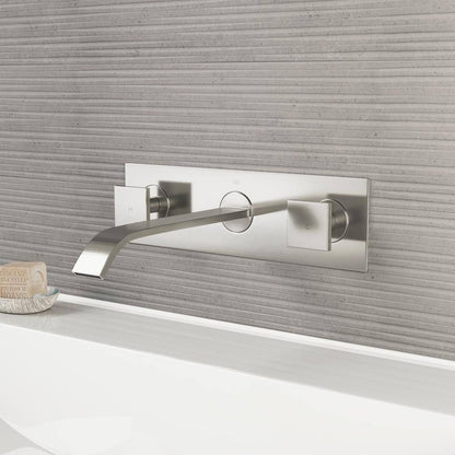 VIGO Titus Two Handle Wall Mount Bathroom Faucet in Brushed Nickel VG05002BN