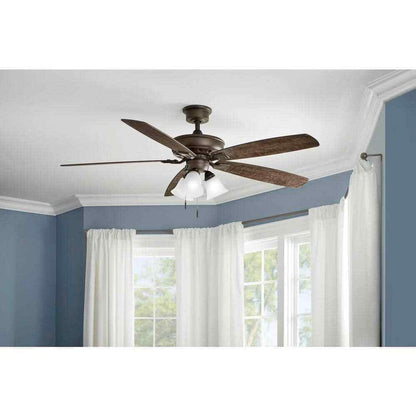 Hampton Bay Wellton 60 in LED Espresso Bronze DC Motor Ceiling Fan with Light