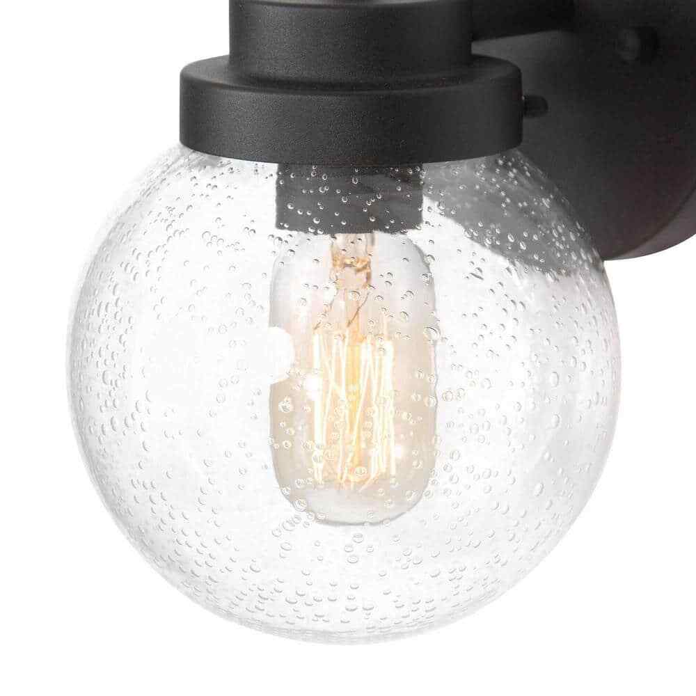 LNC Amonti Modern Farmhouse Matte Black Outdoor Wall Lantern Sconce