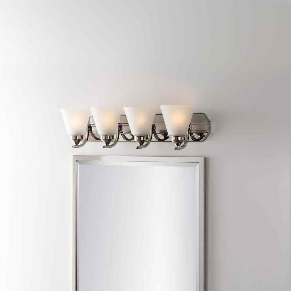 Hampton Bay Tavish 30 in. Brushed Bathroom Vanity Light w/ Frosted Glass Shade