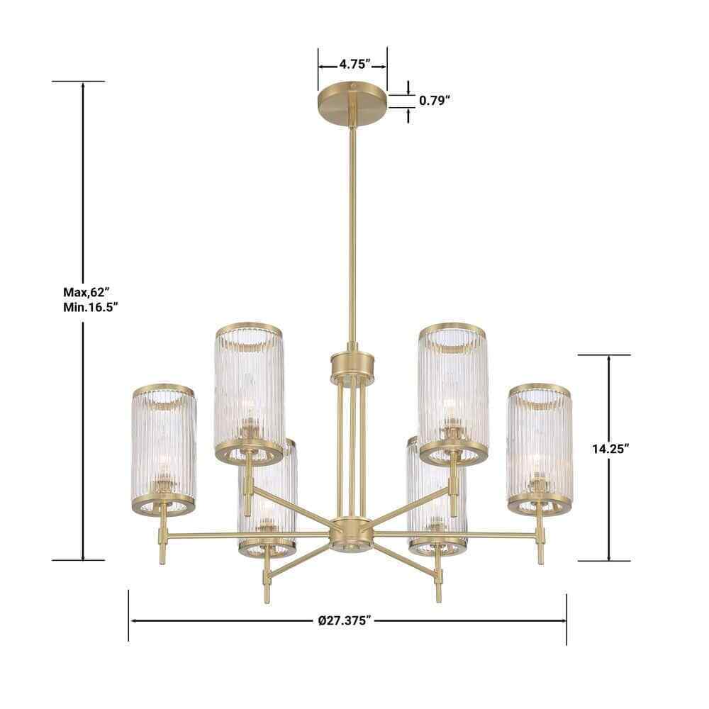 GLUCKSTEINELEMENTS Ashbury 6-Light Brushed Brass Chandelier 38684-HBC