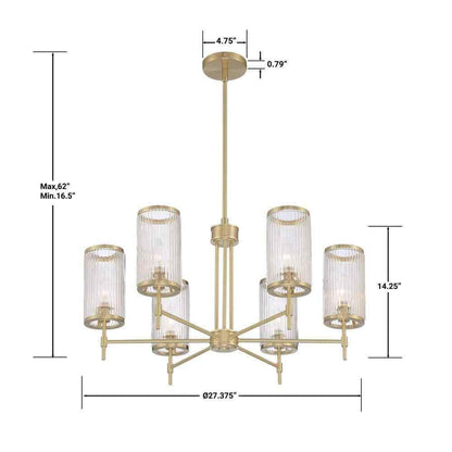 GLUCKSTEINELEMENTS Ashbury 6-Light Brushed Brass Chandelier 38684-HBC