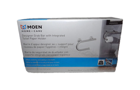 MOEN Home Care 12 in. x 1 in. Screw Grab Bar w/ Paper Holder Brushed Nickel