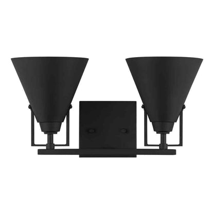 Home Decorators Insdale Matte Black Modern Vanity Light w/ Black Metal Shades