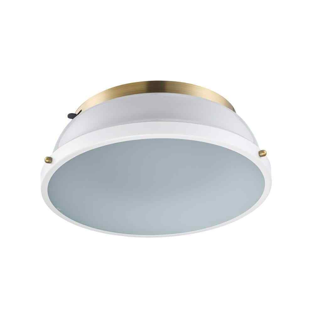Hampton Bay Taspen 14 in. White/Brass LED Flush Mount Ceiling Light Fixture