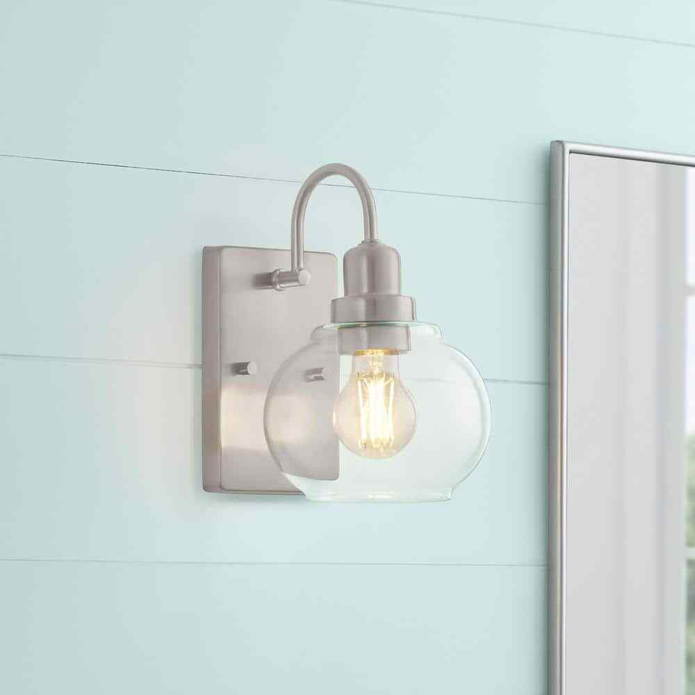Home Decorators Collection Halyn 4.5 in. Brushed Nickel Indoor Wall Sconce