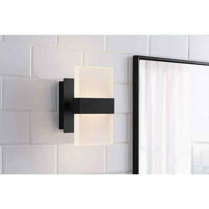 Home Decorators Alberson 2-Light Matte Black Integrated LED Indoor Wall Sconce