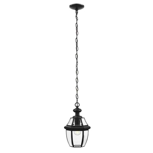 Hampton Bay Highstone 1-Light Matte Black Hardwired Hanging Pendant
