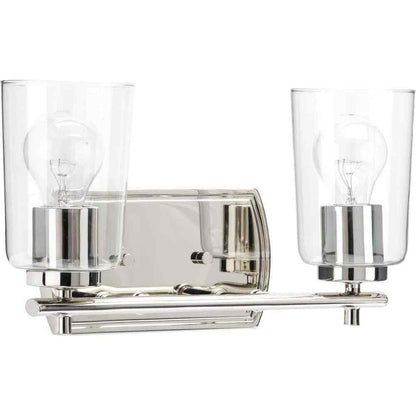 Progress Lighting Adley 2-Light Polished Nickel Clear Glass Bath Vanity Light