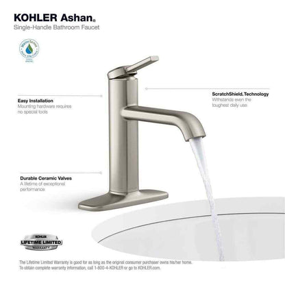 KOHLER Ashan Single Hole Single-Handle Bathroom Faucet in Vibrant Brushed Nickel