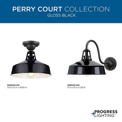 Progress Lighting Perry Court 1-Light Gloss Black Outdoor Wall Lantern