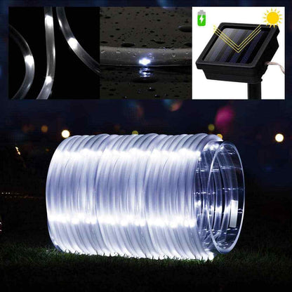 GIGALUMI Outdoor 35.7 ft. Solar Powered Cool White LED Rope Light  2-Pack